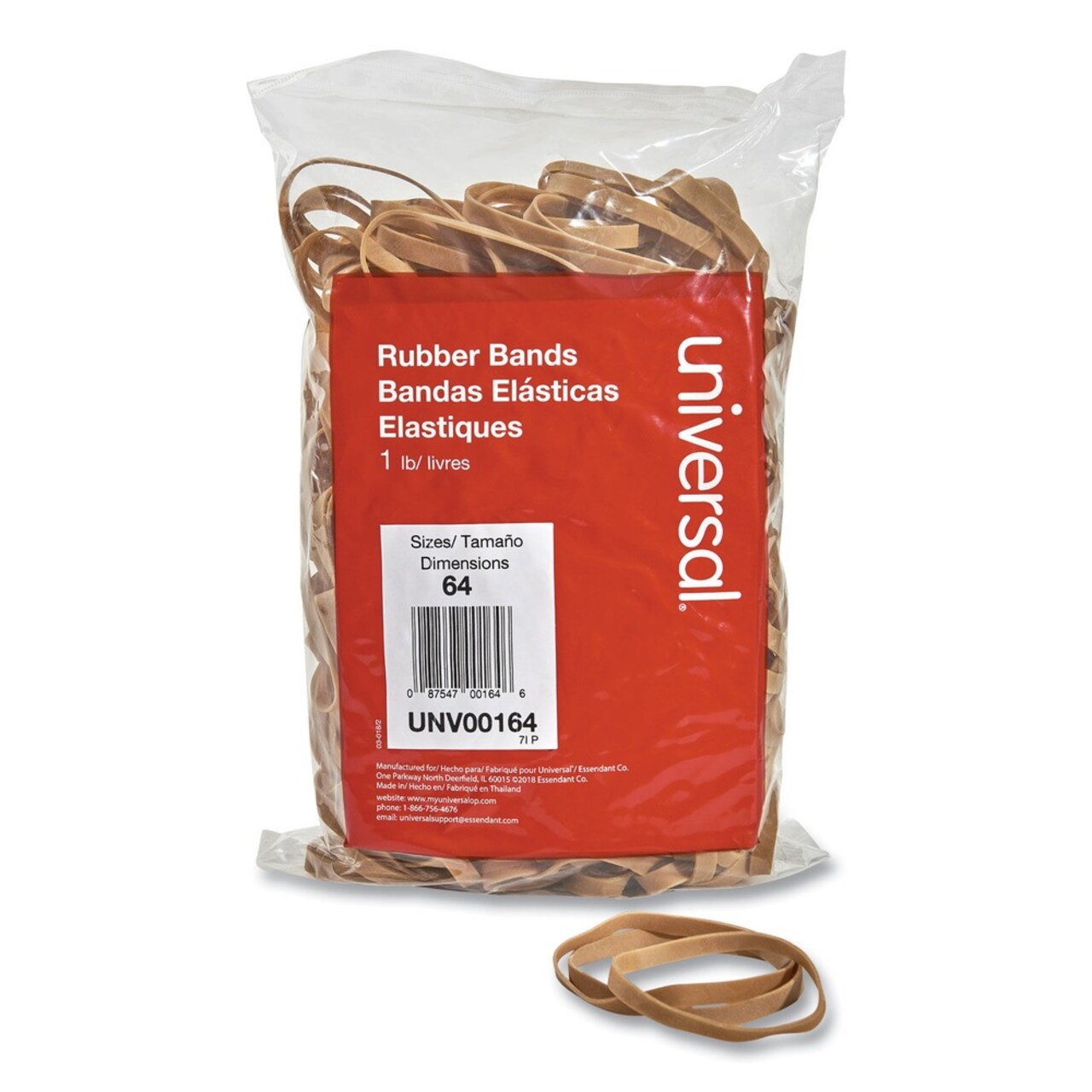 Universal 0.04 in. Gauge Size 64 Rubber Bands - Beige (320/Pack)